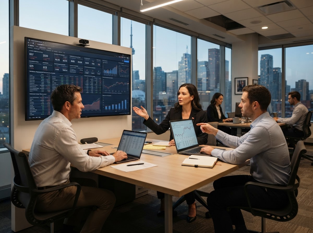 Canada Strong Fund analyst reviewing portfolio data